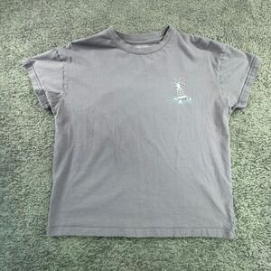 Dutch Bros Coffee Rebel Shark Attack Graphic T Shirt Womens Small Gray purple